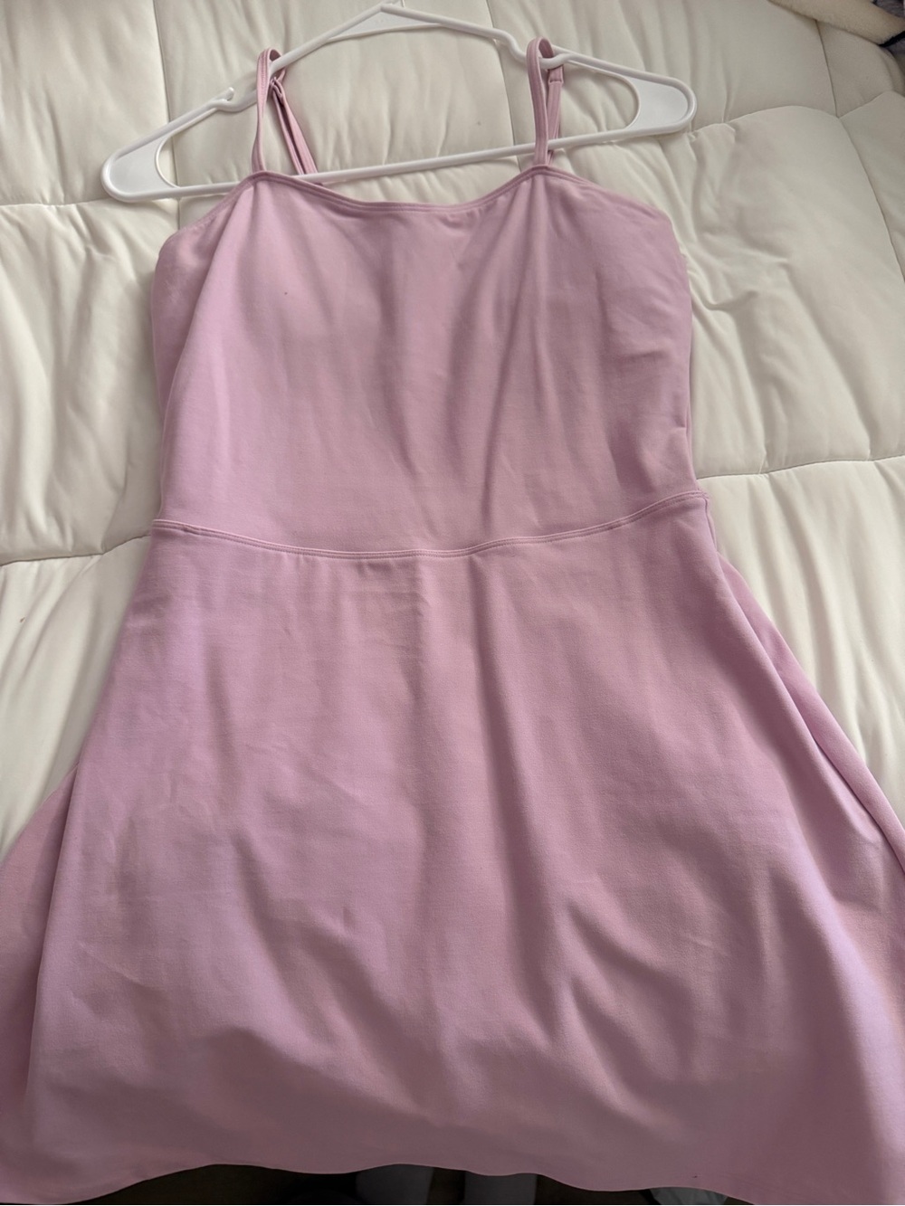 ALO Yoga Light Pink Spaghetti-Strap Mini Dress